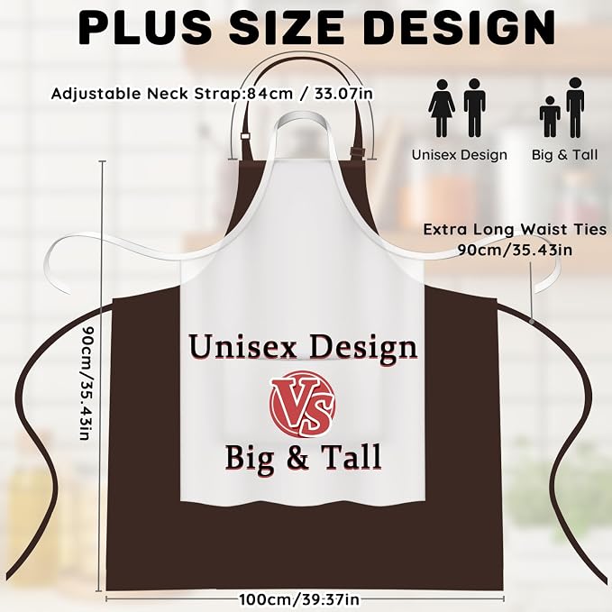 2 Pcs Plus Size Chef Apron, Unisex Professional Apron - Image 3