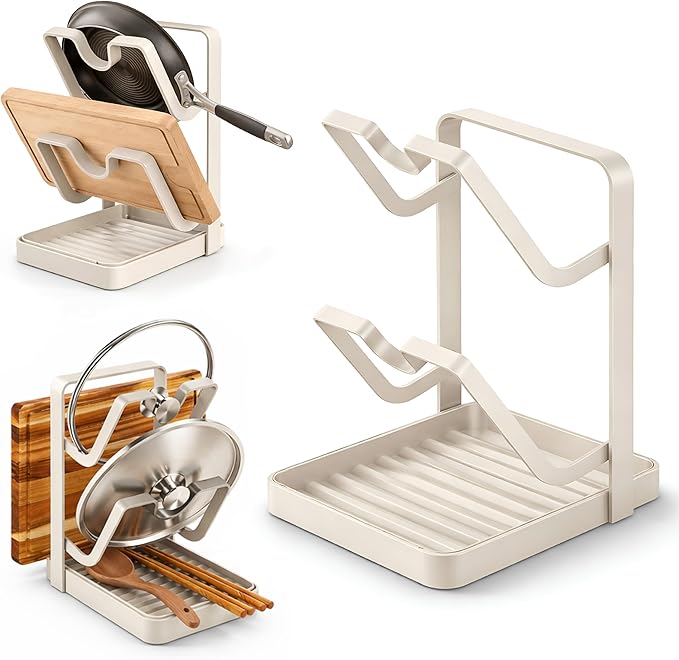 Pot Lid Holder with Removable Drip Tray, Kitchen Pot Lid Storage Rack by Unknown