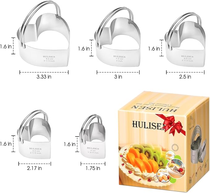 HULISEN Heart Cookie Cutter Set, Stainless Steel Biscuit Cutter - Image 4