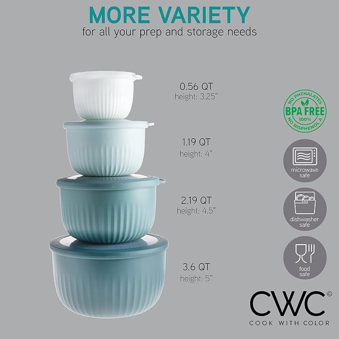 COOK WITH COLOR 4pc Plastic Mixing Bowl Set with Lids - Image 2