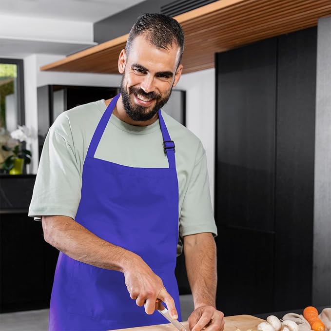 Adjustable Bib Apron 100% Polyester Kitchen Aprons Waterdrop Resistant Aprons - Image 2
