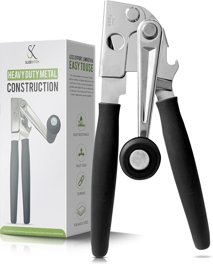 Commercial Can Opener Manual Heavy Duty, Hand Crank Can Opener, Large Handheld by Sleekitch