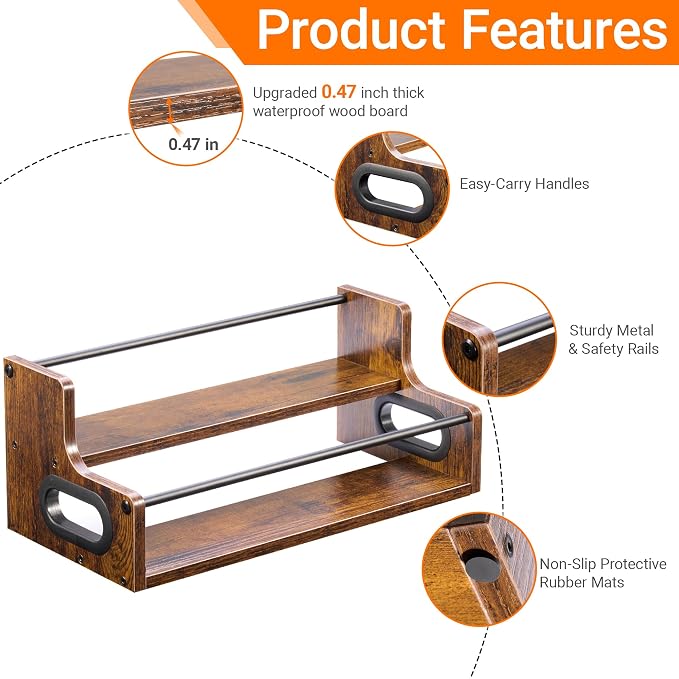 YQBRAO 2-Tier Liquor Bottle Display Shelf, Coffee Syrup Rack Organizer - Image 4