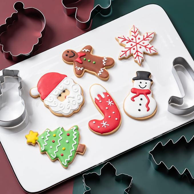 Husfunov Christmas Cookie Cutters Set 6 Pieces, Stainless Steel Metal Cutter - Image 6
