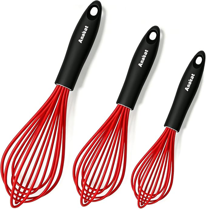 Anaeat Silicone Whisk, Thick Stainless Steel Wire Inner by Anaeat