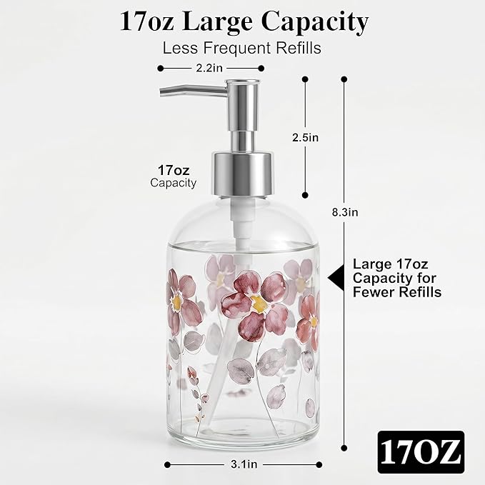 17oz Glass Soap Dispenser with Plastic Pump - Image 2