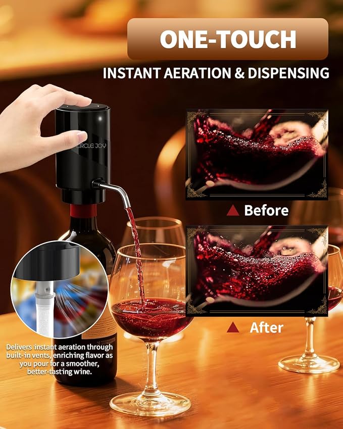 CIRCLE JOY 5-in-1 Electric Wine Bottle Opener Set, Rechargeable Wine Opener Kit - Image 4