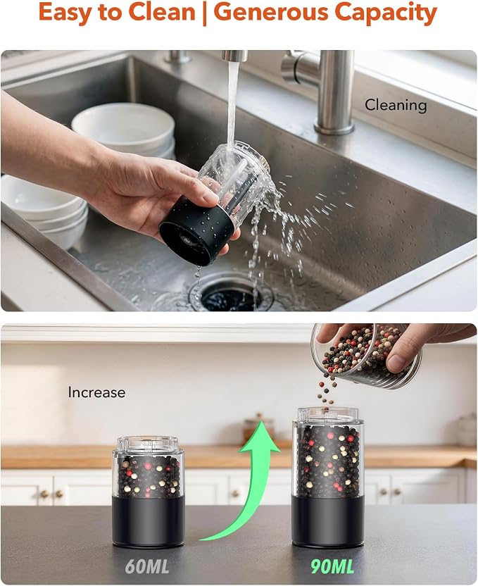 TOMEEM Electric Salt and Pepper Grinder Set - Image 5