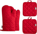 Oven Mitts and Pot Holders 4 pcs Set, High Heat Resistant 500 Degree Extra by M+MIAOYAN