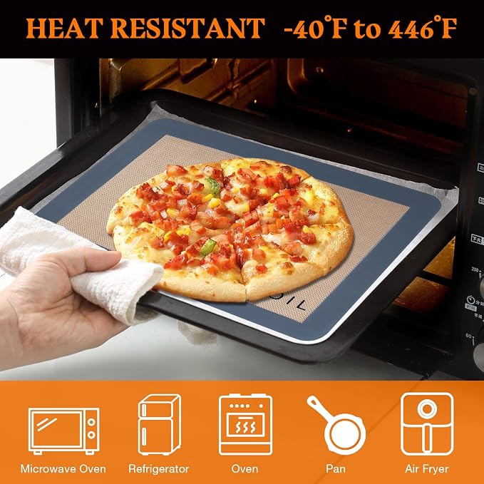 Silicone Baking Mat Large 3 Pack-2 Half Sheets+1 Small Quarter Sheet, Reusable - Image 4