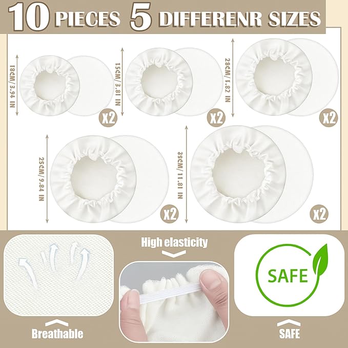 Patelai 10 Pcs Bowl Covers Reusable in 5 Size Stretch Cloth Fabric Elastic Food - Image 4