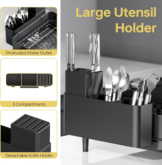 Urackify Dish Drying Rack for Kitchen Counter, 304 Stainless Steel Dish Rack - Image 3