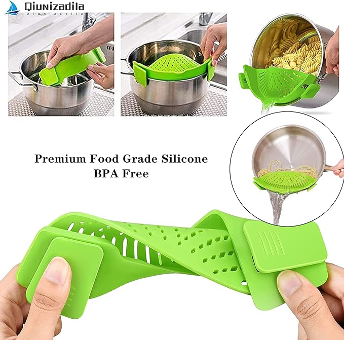 Clip-on Kitchen Food Strainer for Spaghetti, Vegetables. Silicone Kitchen Food - Image 4