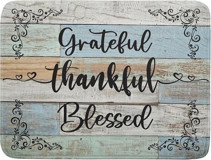 Rustic Wood Dish Drying Mat 18x24 Inch Grateful Thankful Blessed Kitchen by Giwawa