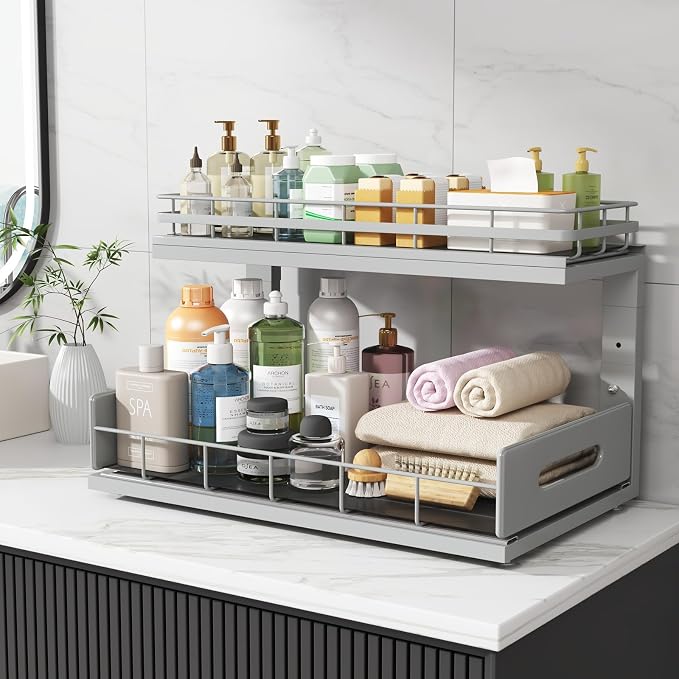 Under Sink Organizer Upgrade To Professional Rails, 2-Tier Dual Pull Out - Image 8