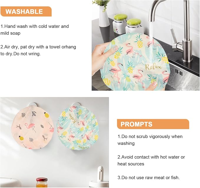 Reusable Bowl Covers for Bread Proofing（2 Large）- Cotton Beeswax Bowl Covers - Image 7