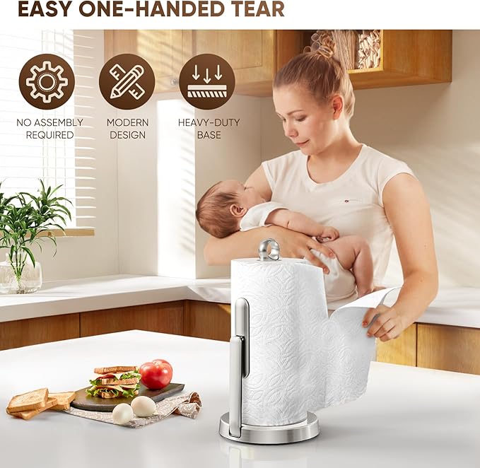 theaoo Heavy-Duty Stainless Steel Paper Towel Holder - Image 3