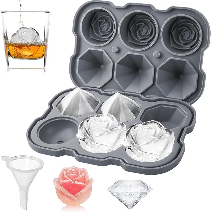 Ice Cube Tray, Mikiwon 2 inch Rose Ice Cube Trays by Mikiwon