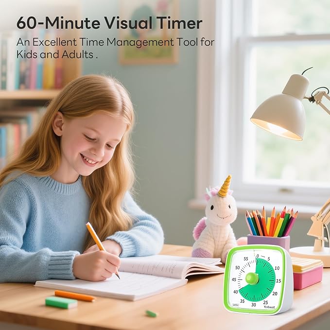 Yunbaoit Visual Timer with Night Light, 60-Minute Countdown Timer - Image 2