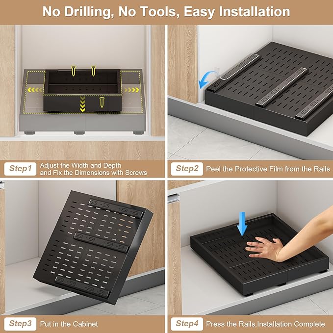 Pull out Cabinet Organizer, Expandable Width, Depth - Image 6
