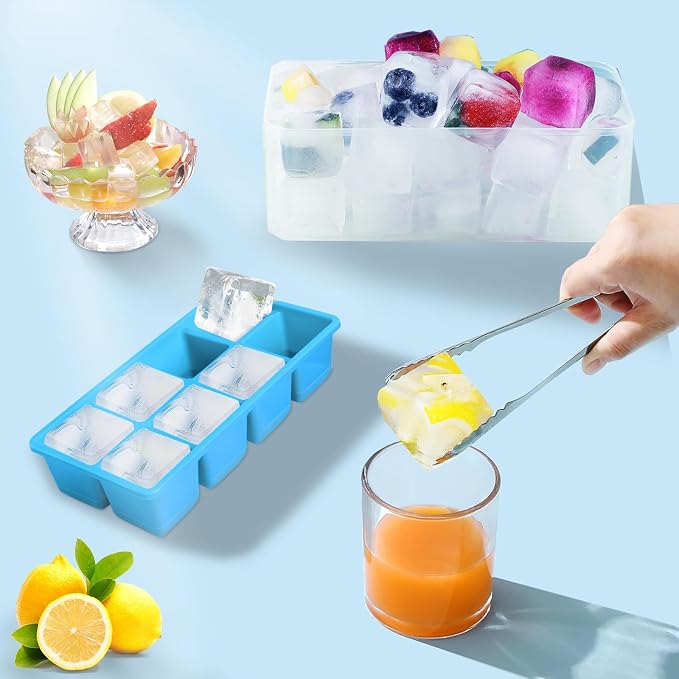 Ice Trays for Freezer with Lid and Bin, JRISBO 6 Pack Silicone Ice Cube Tray - Image 3