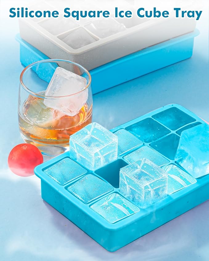 Silicone Ice Cube Trays for Freezer 2 Pack- Easy Release Square Ice Cubes Mold- - Image 3