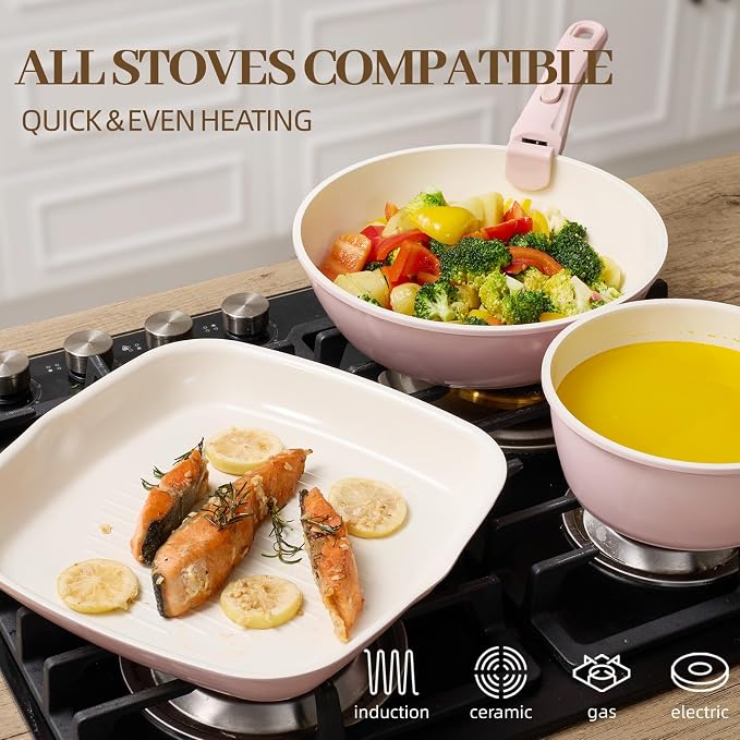 23Pcs Ceramic Cookware Set Non Stick Pots and Pans Set Non Toxic - Image 5