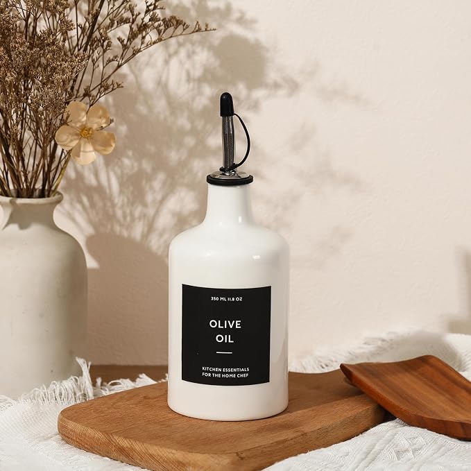 HOMCDALY Ceramic Olive Oil Dispenser Bottle, 16oz Oil Dispenser Bottle - Image 7