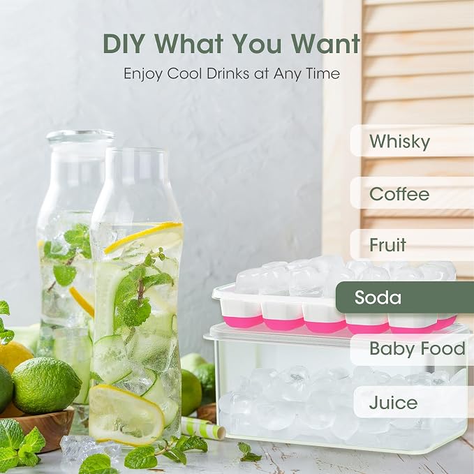 DOQAUS Ice Cube Tray with Lid and Bin - Image 3