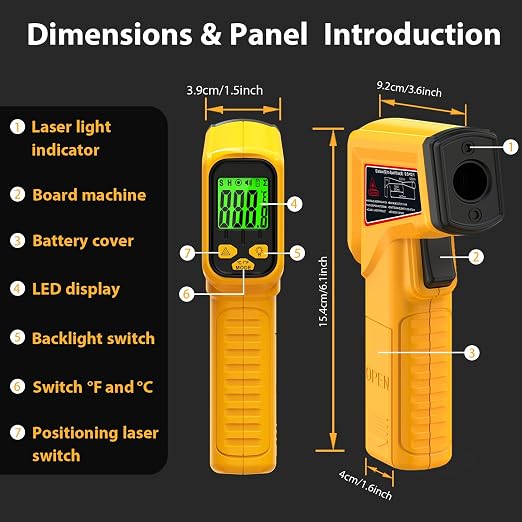 FKM Infrared Thermometer Gun Non-Contact Laser Temperature Gun, -58°F~986°F - Image 7