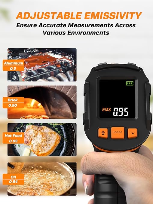 Mecurate Infrared Thermometer Gun -58°F to 1112°F, Laser Temperature Gun - Image 3