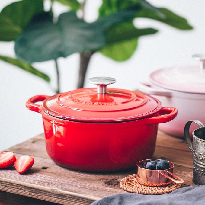 EDGING CASTING Enameled Cast Iron Dutch Oven, 5.5 Quart, Round Dutch Ovens Pot - Image 9