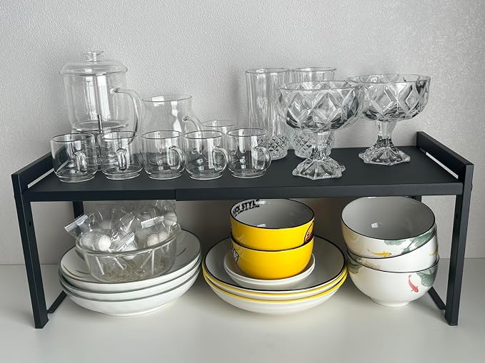 Expandable Cabinet Shelf Organizer 16-26" L Stackable Kitchen Counter Shelf - Image 6