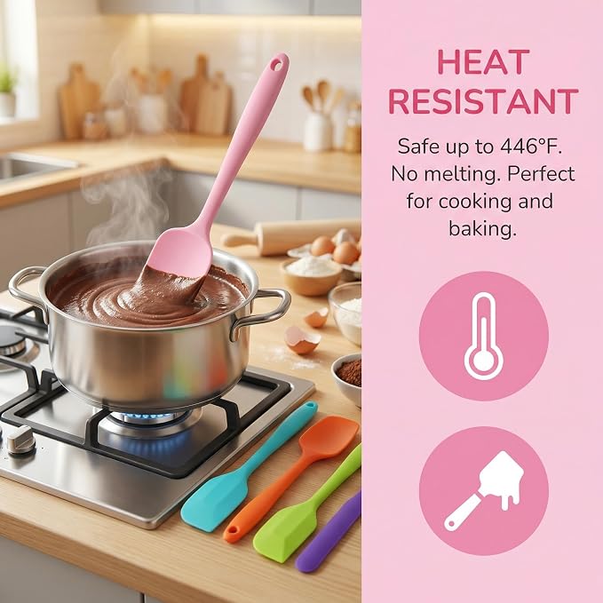 5 Pcs Silicone Spatula, Food Grade Rubber Spatula, Spatulas Silicone Heat - Image 3