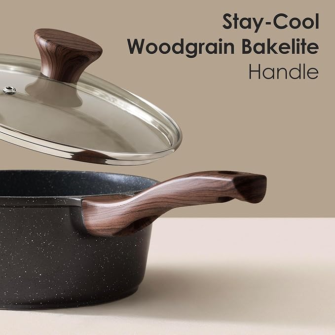 SENSARTE Nonstick Granite Cookware Set, PFOA & PFOS Free, Healthy Non Stick - Image 5