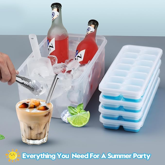 Silicone Ice Cube Tray, 4 Pack Easy-Release & Flexible 14-Ice Cube Trays - Image 4