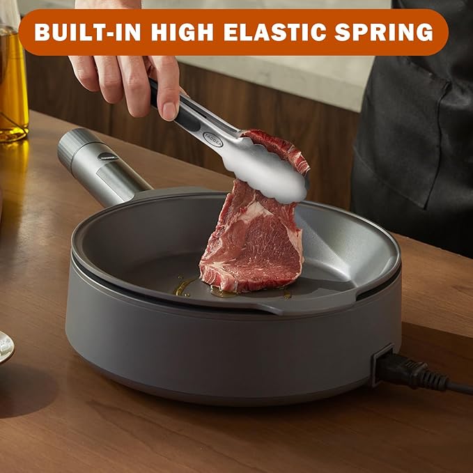 TACGEA Stainless Steel Kitchen Tongs, Silicone Non-slip Grip, Locking Grilling - Image 7