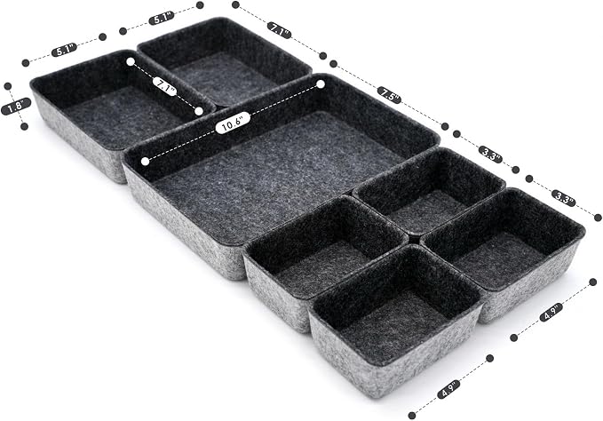 Welaxy Drawer organizers tray felt storage bin office Shallow Small Desk box - Image 2