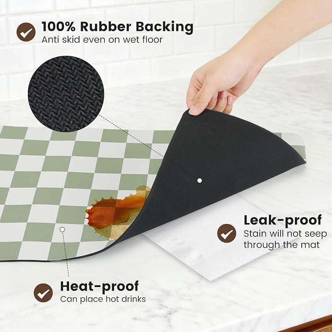 17" x 32" Checkered Dish Drying Mat - Image 4