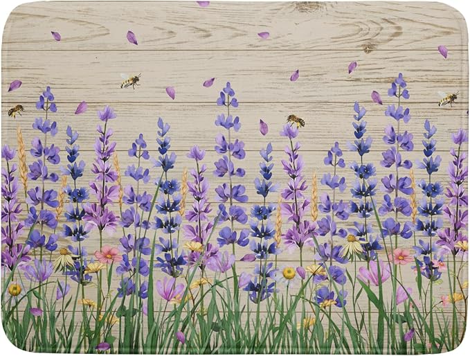 Lavender Floral Dish Drying Mat 18x24 inch Spring Summer Flower Decorative Fast by Giwawa