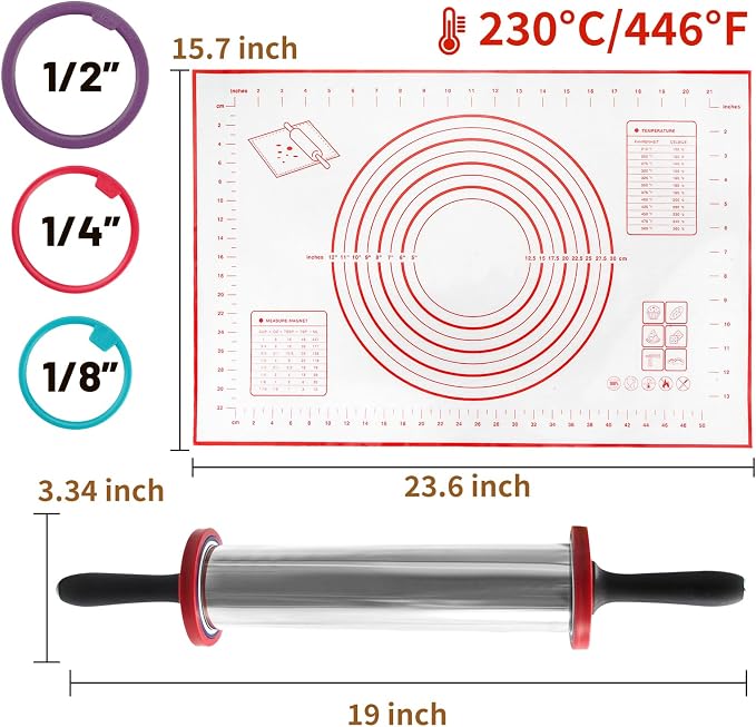 SHIKORI Rolling Pin, Adjustable Rolling Pin - Image 2