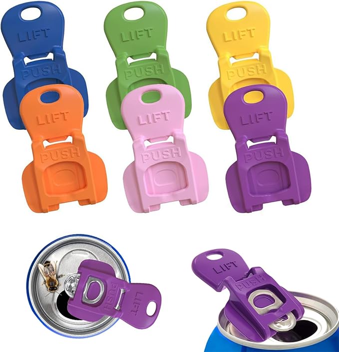 6PCS Colorful Can Tab Openers & Leak-Proof Drink Covers – One-Hand Soda Can by Unknown