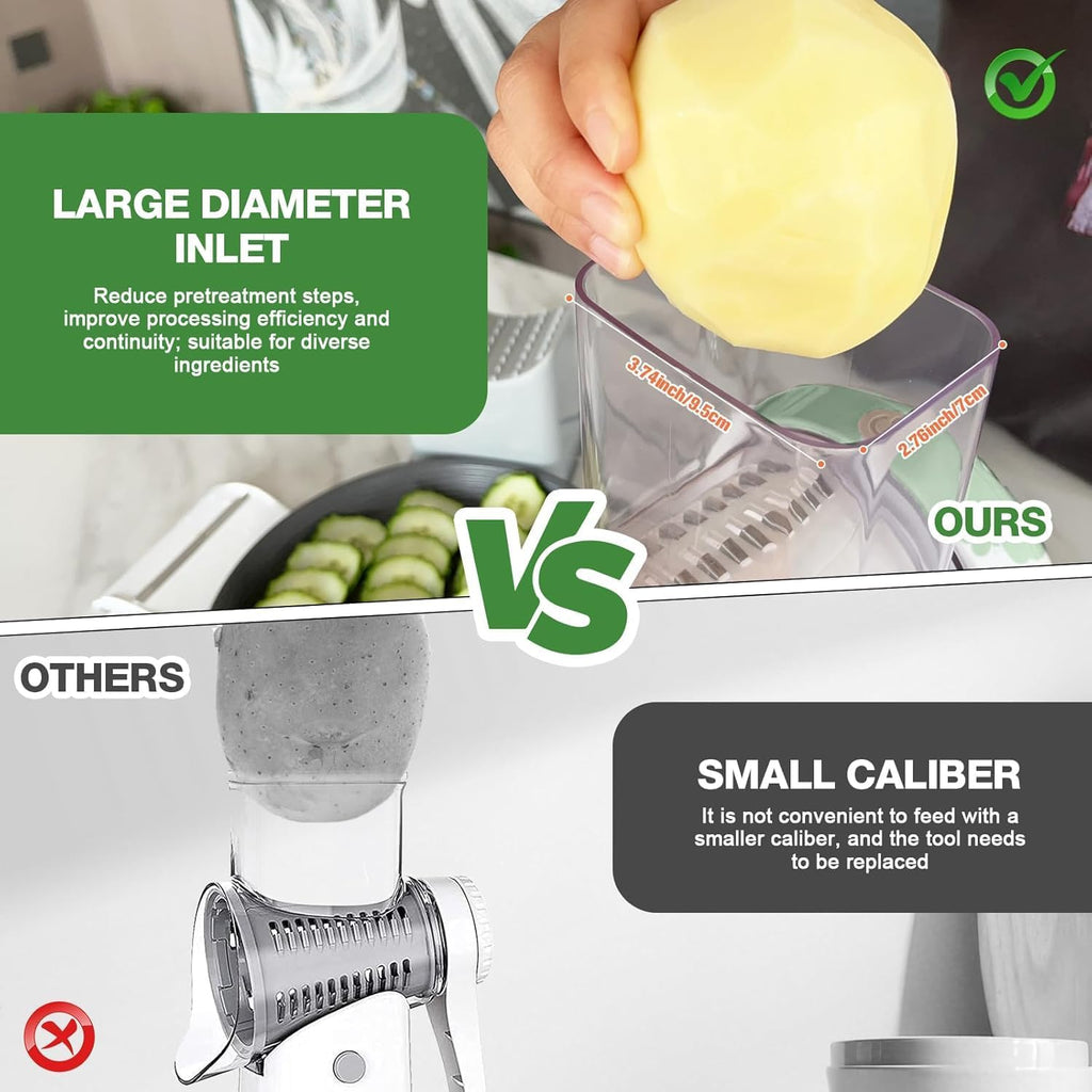 Electric Cheese Grater for Block Cheese - 3 in 1 Rotary Cheese Grater