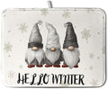 Winter Gnome Dish Drying Mat for Kitchen Counter 18x24 Christmas Snowflakes by Kwlegh
