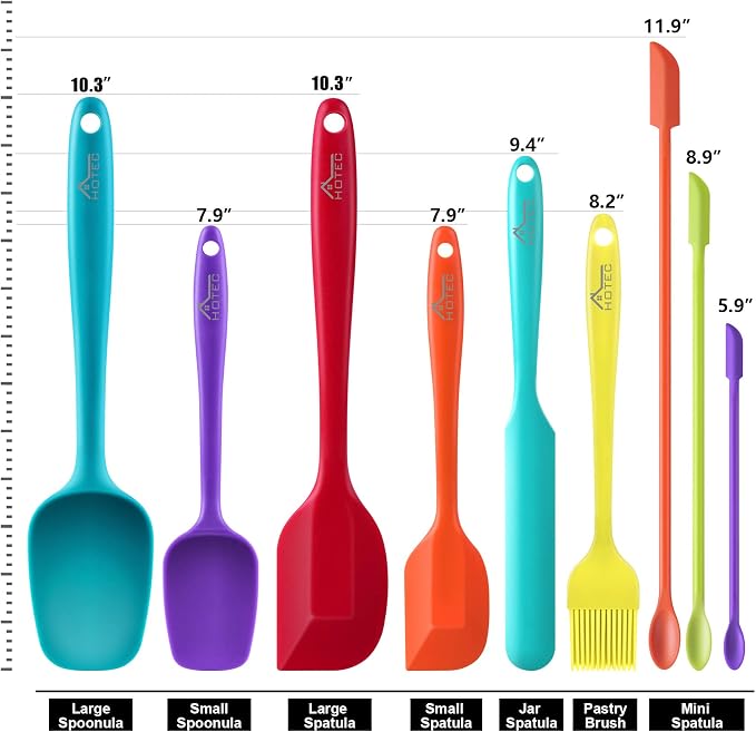 HOTEC BPA Free Heat Resistant Silicone Spatula Set Kitchen Utensils - Image 2