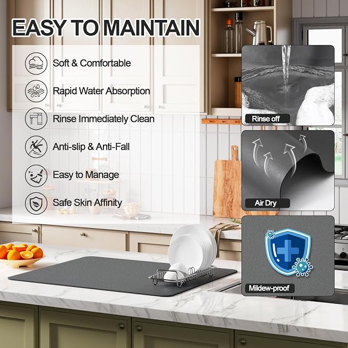 Ecotrim - Dish Drying Mat for Kitchen Counter | Coffee Bar Mat for Countertops - Image 3