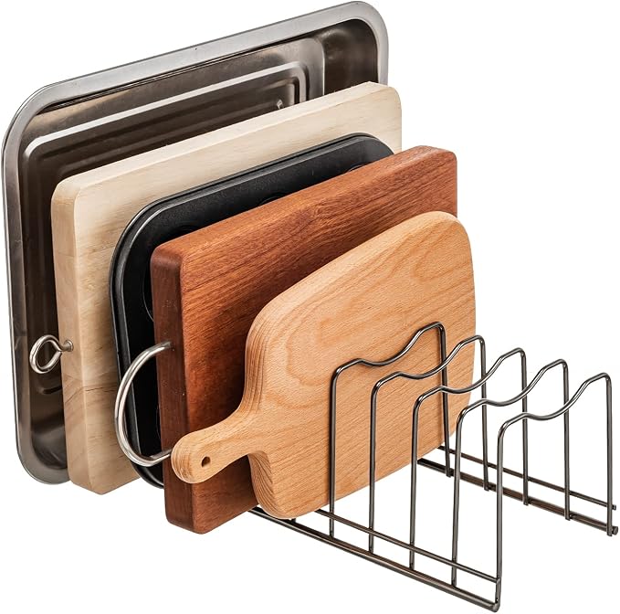 Pot Lid Organizer, Stainless Steel Pot Lid Storage Rack Holder, Cutting Board - Image 3