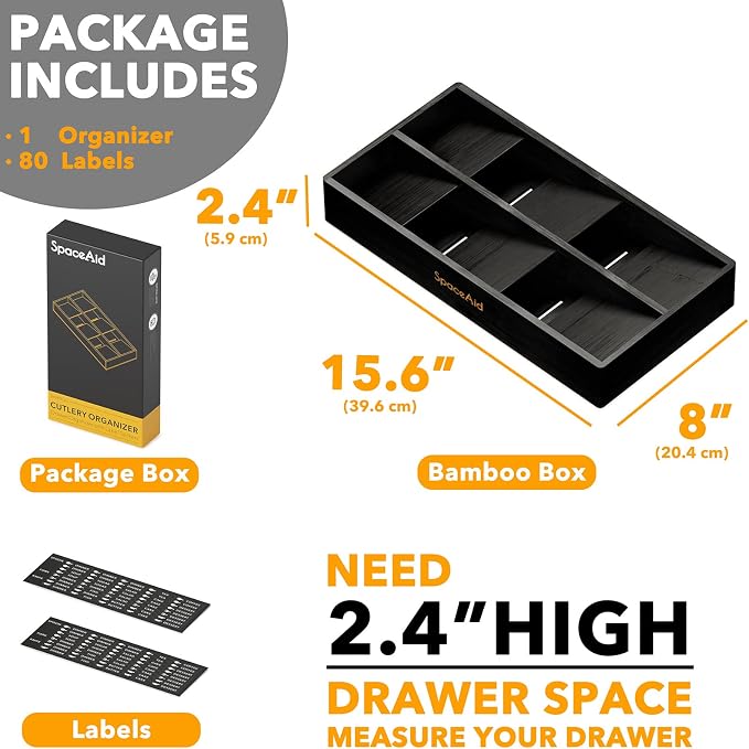 SpaceAid Bamboo Silverware Drawer Organizer - Image 4