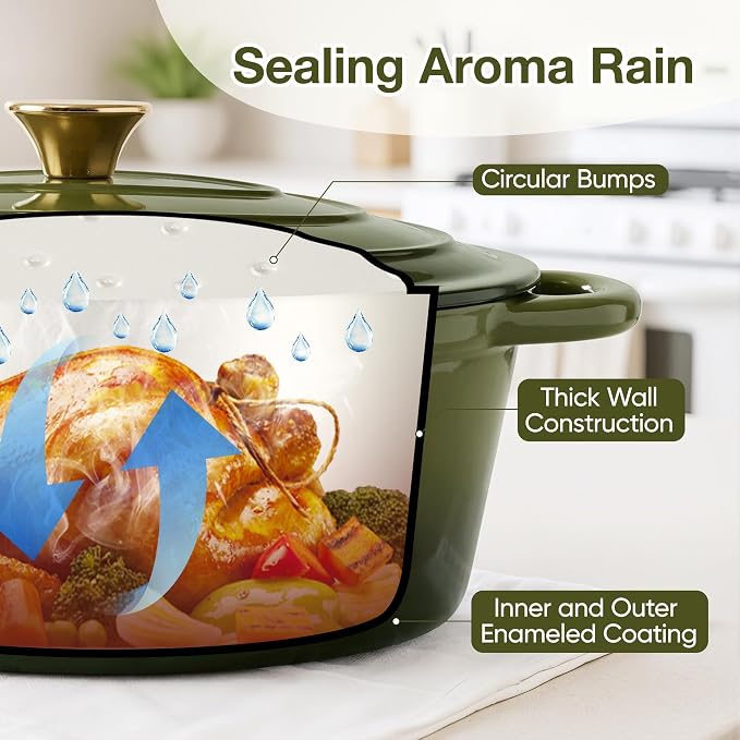 Oval Dutch Oven for Bread Baking, 4.5 Quart Non Stick Enameled Cast Iron Dutch - Image 5