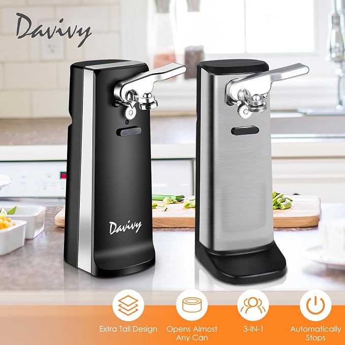Davivy Electric Can Opener, One Touch Lid Opener, Removable Stainless Steel - Image 6
